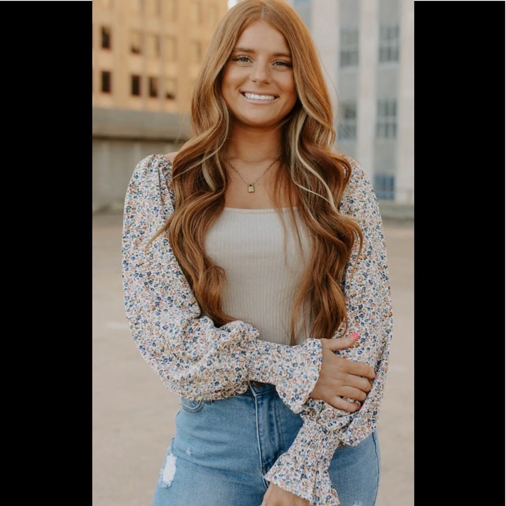 Floral Balloon Sleeve Bodysuit